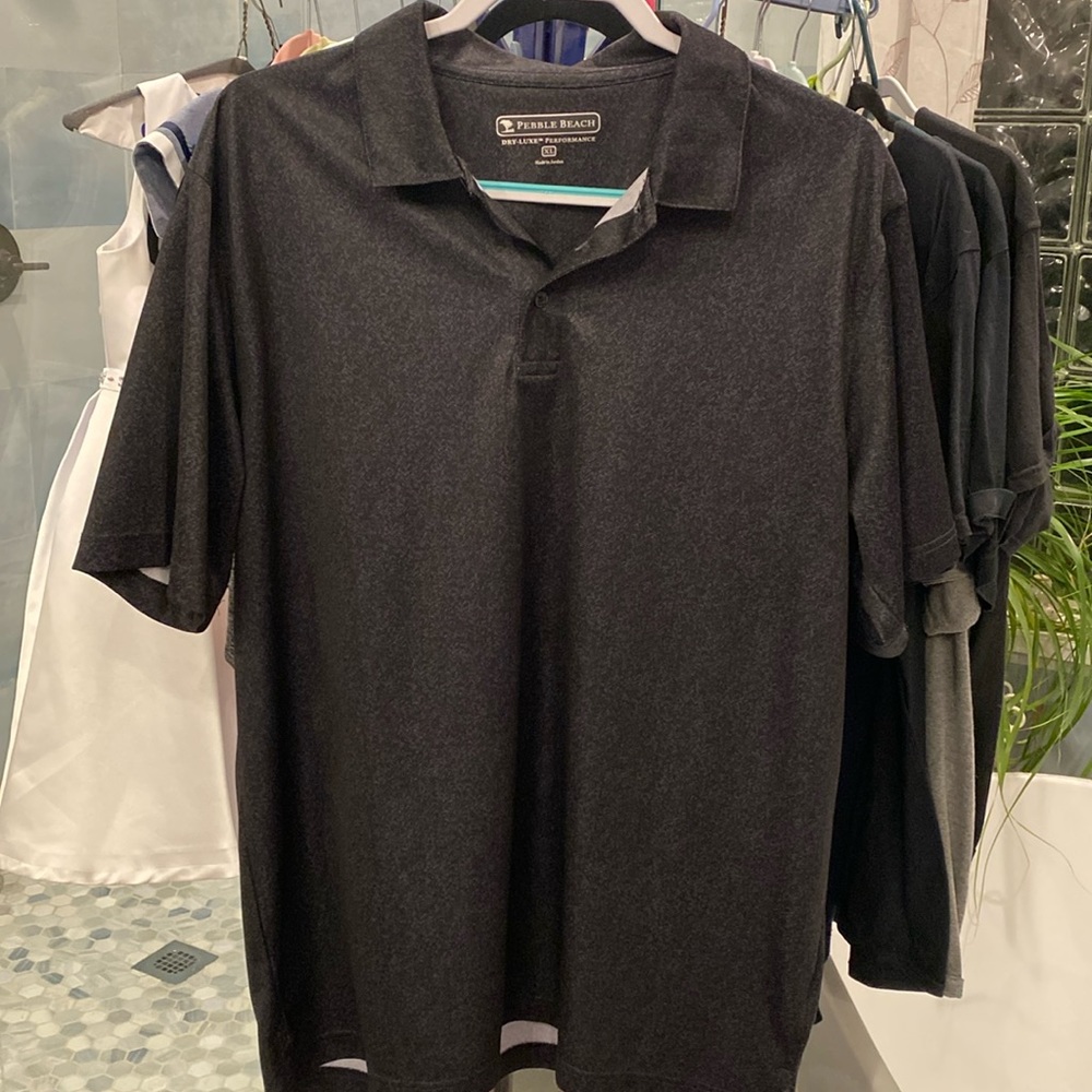 Pebble Beach dark grey/black polo - size XL Dry Luxe Performance